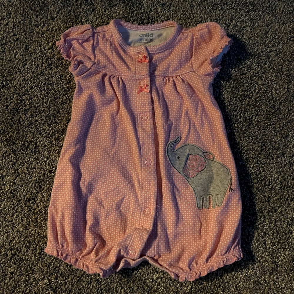 3-6 Month Pink Elephant Romper